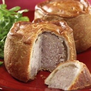 The sources of a Melton Mowbray pork pie's ingredients are not specified