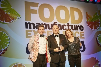 Kettleby Foods's Andrzej Szokalski (centre) collected the Environmental Oscar from WRBM’s Elaine Marshall and awards host Mark Durden-Smith