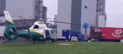 The man was airlifted to hospital