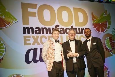 Turkey triumph: Jeremy Hall receives his Personality Oscar from Mark Durden-Smith (L) and Leon Wright (R) of FoodManJobs
