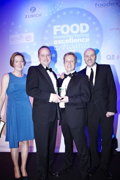 Roman Manthey and Matthew Swindall receives the award from Elaine Marshall, executive director of William Reed Business Media, and TV chef Simon Rimmer