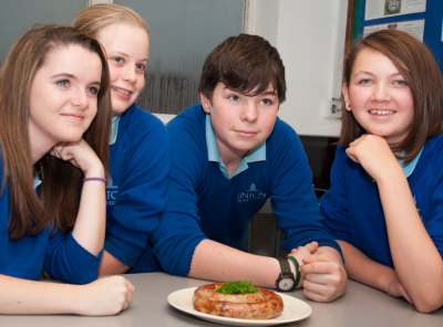 Sausage savvy: Linton Village College students with their winning sausage