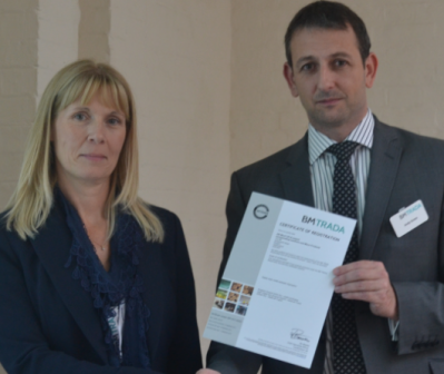 Certificate of approval: Andy Green presented the certificate to Liz Moore