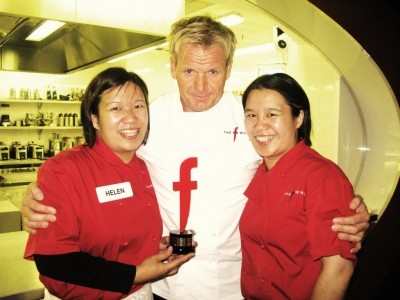 Saucy sisters: Helen and Lisa Tse pictured with Gordon Ramsay after winning the F Word's best local Chinese restaurant award 
