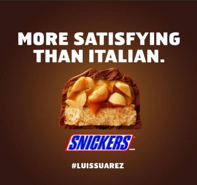 Snickers' joke about Suarez has earned the brand over 32,000 retweets 