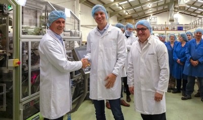 Tea’s up at Wessanen in Beaminster. Left to right: Tony Buckton and Daniel Parr from Wessanen UK with Piet Honig, Piramide brand manager for Wessanen