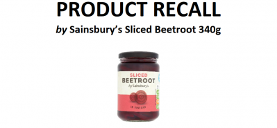 By Sainsbury’s Sliced Beetroot: possible presence of glass