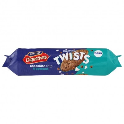 McVitie's Chocolate Chip & Coconut, one of two lines in the new Digestives Twists range, will be available in Asda before a larger roll-out