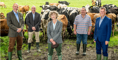 Left to right: Hood of Invest NI with Boggs of Clandeboye Estate Yogurt; Lady Dufferin, Clandeboye Estate; Mark Logan, estate manager, Clandeboye Estate and Mark Bleakney, southern regional manager, Invest NI