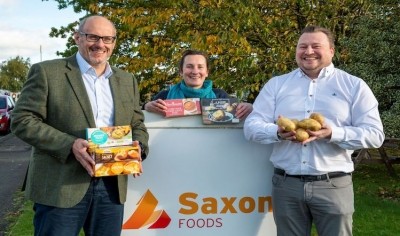 Andrew Hayes (left), managing director of Abbeydale Food Group; Vicky Wake, general manager of Saxon Foods; and Steven Humphrey, managing director of Tuber Group
