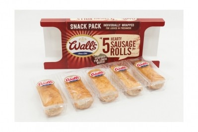 Innovative snap pack design for Walls sausage rolls 