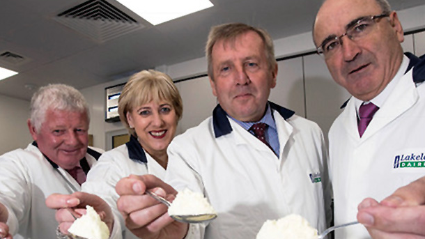 Up to 85 jobs will be create at Lakeland Dairies’ new milk powder plant. Pictured, Lakeland Dairies’ chairman Alo Duffy; Minister for Culture Heather Humphreys, Lakeland ceo Michael Hanley and Agriculture Minister Michael Creed