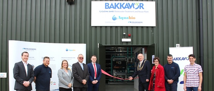 Bakkavor's new water treatment plant was opened by the mayor of Boston Stephen Woodliffe (centre) 
