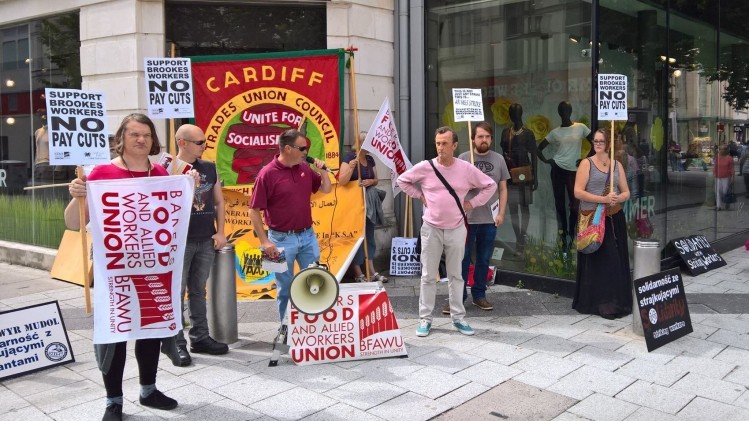 RF Brookes: The protest took place outside a Marks & Spencer store in Cardiff on Saturday  