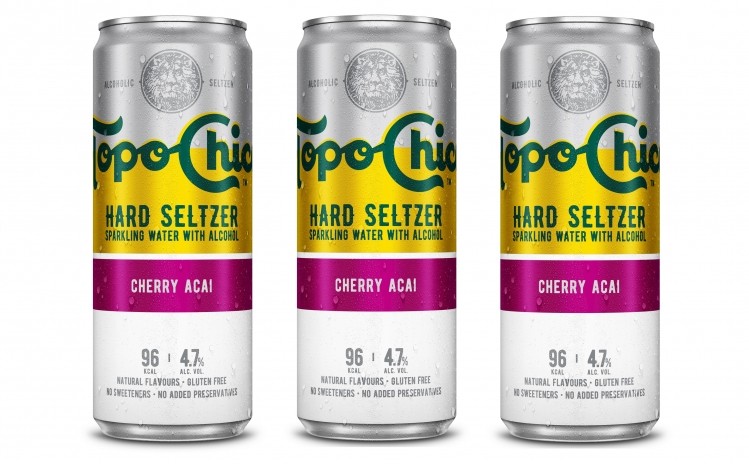 Cherry Acai is one of three Topo Chico Hard Seltzer flavors launching in Europe. Pic: Coca-Cola
