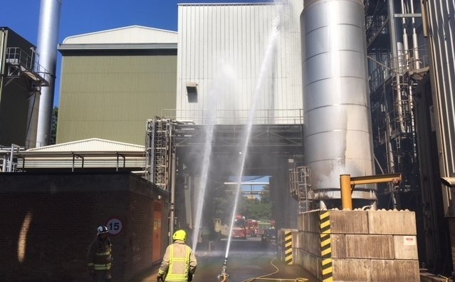 Banbury factory fire: crews were faced with a developing fire in a remote, elevated gantry