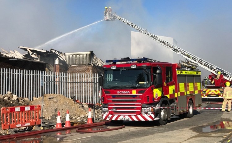 UCC Coffee’s Kent factory was ablaze on Thursday (11 October). Picture credit: Kent Fire and Rescue Service