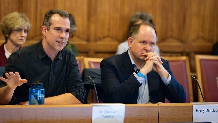 Left to right: Dr Chris van Tulleken and Henry Dimbleby delivering evidence at to the House of Lords Food, Diet and Obesity Committee. Credit: © House of Lords 2024 / photography by Roger Harris