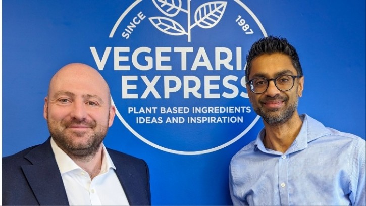 Vegetarian Express founder Dave Webster with finance director Hiten Patel. Credit: NVM / Vegetarian Express
