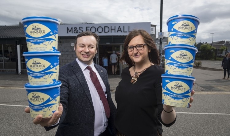 Mackie's national account manager Bill Thain (left) with M&S Inverurie store manager Leigh Brogan