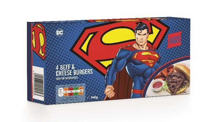 ABP's new burger and sausage range feature Superman, Batman and Wonder Woman themed packaging