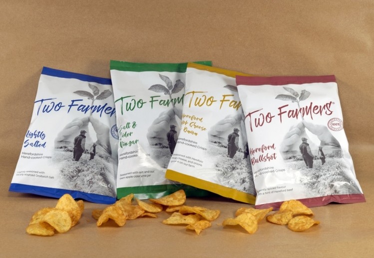 Futamura's NatureFlex film is used in the packaging for Two Farmers crisps, supplied by Parkside Flexibles