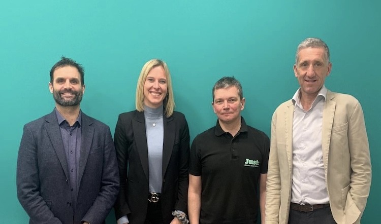 From Left to right: Bradley Grimshaw, managing director at Dr. Schär UK, Sabrina Mutschlechner, Dr. Schär Head of Corporate Business Development, Ronnie Stebbings, managing Director of GDR Food Technology and Peter Hintner, Dr. Schär Chief Operations Officer.