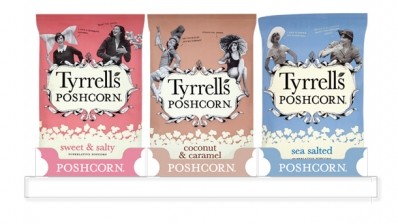 Tyrrells rebrands popcorn shelf-ready packaging