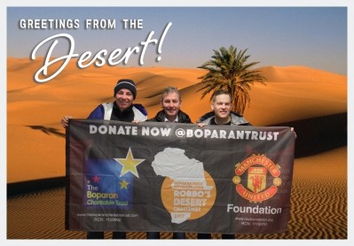Desert companions: (L to R) Keith O’Neill, Bryan Robson and Martyn Fletcher 