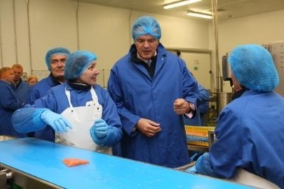 Michael Moore MP with Farne Salmon production line workers