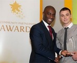 BBC TV's The Apprentice Winner, Tim Campbell (left) congratulates Kraft Foods Calum Marnock on winning a FDF Community Partnership award. To book your free place at our Skills conference contact Rachel Cannon on 01293 610433 or email rachel.cannon@wrbm.com
