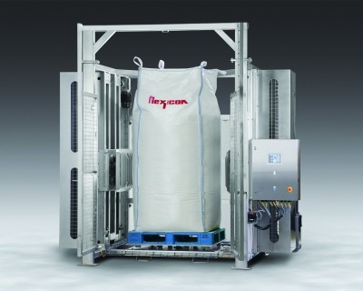 Hydraulic bulk bag conditioner adjusts for height