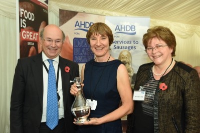 Susanna Williamson (centre) with  Lord Gardiner, undersecretary of state for Defra in the Lords (left) and AHDB Pork chairman Meryl Ward (right).