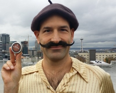 Three-time Freestyle Moustache World Champion Gandhi Jones with the wax