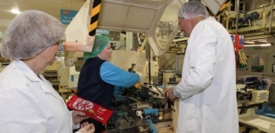 Skills minister Nick Boles experienced the sharp end of food manufacturing during his visit to Nestlé's York site