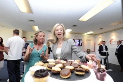 Investment on a plate: Liz Truss (right) opened the new production line earlier this month