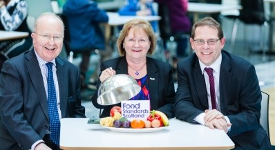 Food safety on a plate. Pictured: Ross Finnie, Maureen Watt and Geoff Ogle