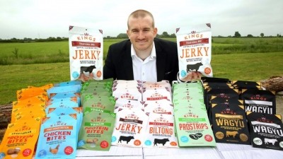 Charlie Simpson-Daniel with the full range of Kings Elite Snacks products