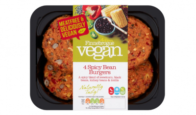 Finnebrogue’s current meat-free range includes vegan burgers Beet & Quinoa and Spicy Bean