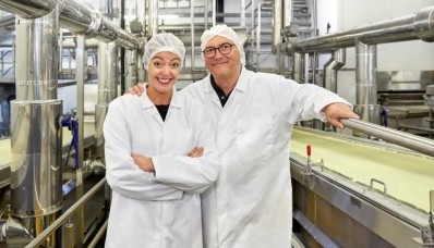 Inside the Factory co-presenters Gregg Wallace and Cherry Healey at the Primula factory in Gateshead