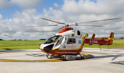 A Cornwall Bakery worker was airlifted to hospital after trapping his hand in machinery 