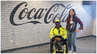Mohammad Koheeallee health and safety coordinator of CCEP (Left) with Bethan Grylls, editor of Food Manufacture (Right) at the Enfield site in North London
