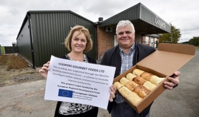 Marches Building Investment Grant's Caroline Cattle (left) with Coopers founder Ivan Watkiss