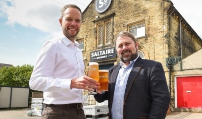 Nick Helliwell (sales and logistics director at Saltaire) and Morgan Holden (operations director at Sovereign Beverage)