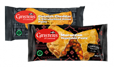Vegetarian and low calorie pasties have been launched by Ginsters 