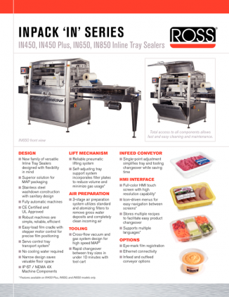 The Ross ‘IN’ inline tray sealer from Reiser is a superior solution for producing your entire line of MAP packaging